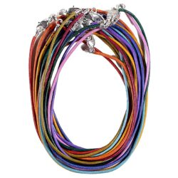 Lederen halsketting met karabijnslotje multicolour